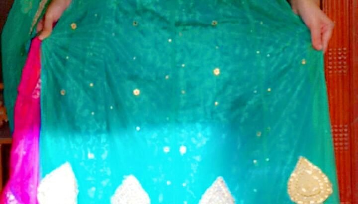 Beautiful Sea Green Lehenga Choli with Pink Dupatta