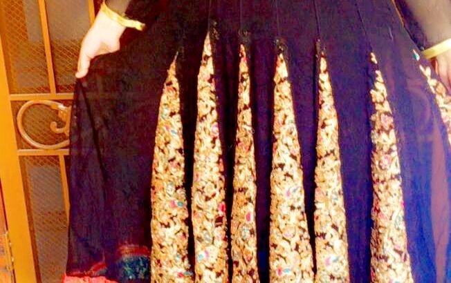 Beautiful Black Kalidar Frock with Heavy Golden Embroidery