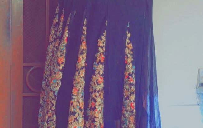 Beautiful Black Kalidar Frock with Heavy Golden Embroidery