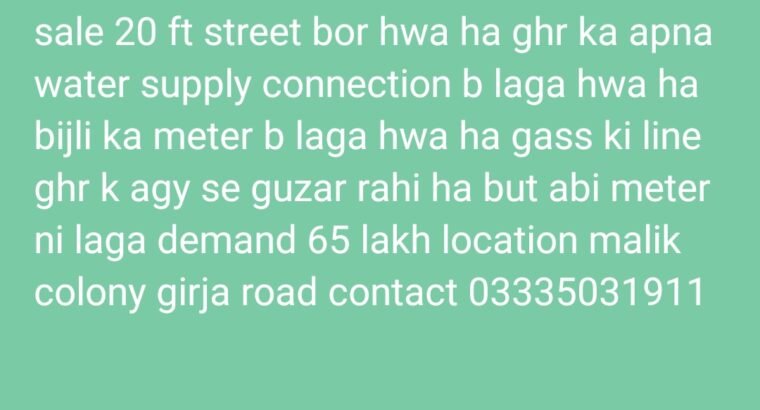 4.25 marla new house for sale in girja road malik coloney 3 rooms 2 bath open kitchen