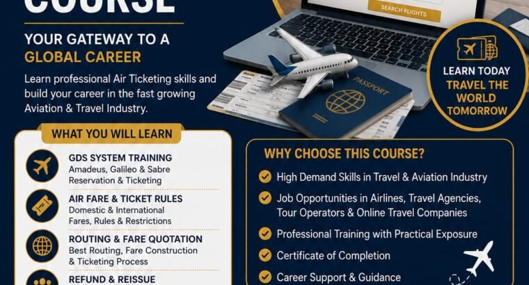Airticketing course in karachi lahore pakistan