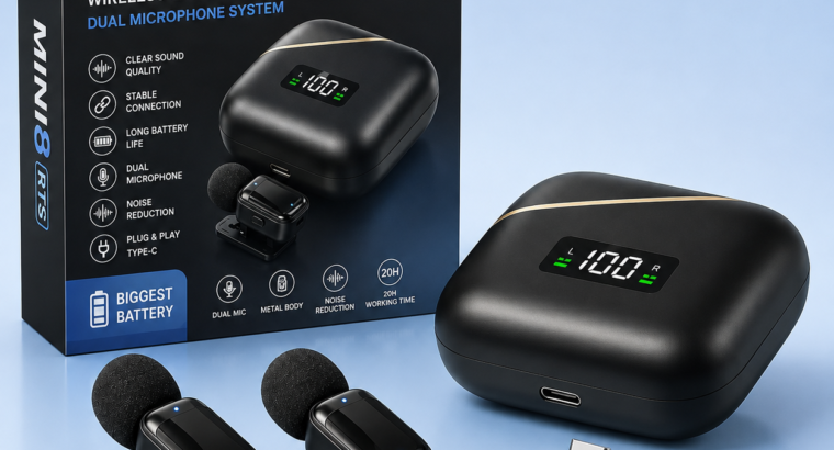 Mini8 Rts Lavalier Metal Condenser Lightweight Wireless Dual Microphone Biggest Battery