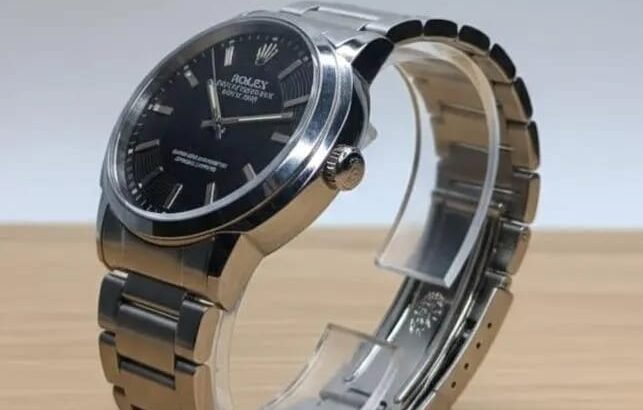 Men’s Stainless Steel Black Dial Quartz Watch 34mm