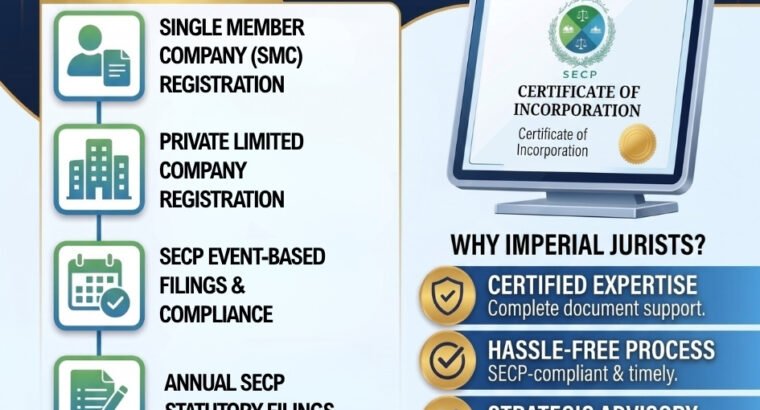 SECP Company Registration and Annual Compliance Filings | DHA Karachi